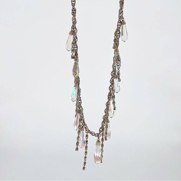 Ann Taylor Dangling Tear Drop Statement Necklace Gold - Picture 3 of 6